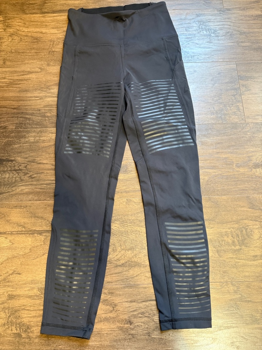 lululemon athletica Black High-Rise Leggings with Matte Stripe Panels